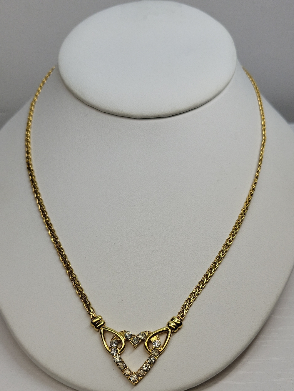 Vendome Gold Heart Pendant Necklace with Crystals